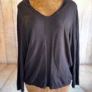 Talbots Plus 2XL Sweater Black V Neck Lightweight Long Sleeve, Soft